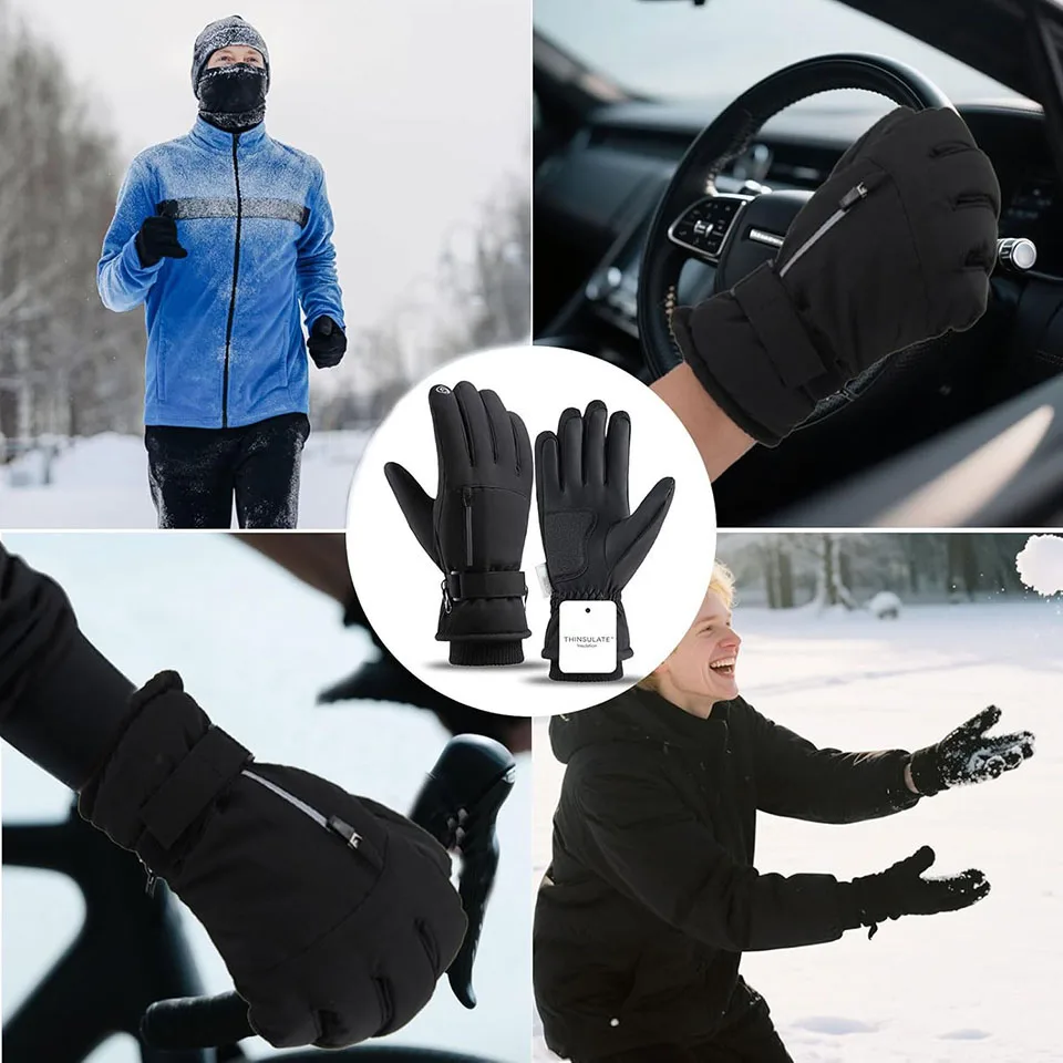 GTUBIKE Winter Warm Gloves for Outdoor Cycling Skiing Thickened Cold Resistant Glove Waterproof Touch Screen Camping Equipment