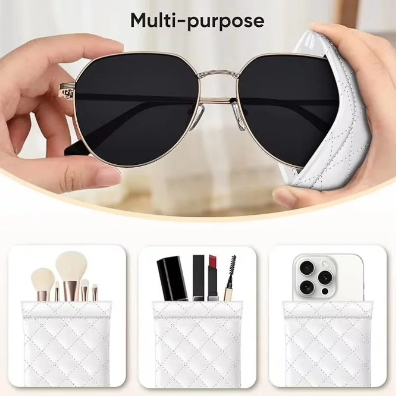 1/2/4Pcs Portable Squeeze Eyeglasses Case PU Leather Soft Sunglasses Bag Pouch Pocket Phone Sunglasses Eyewear Organizer Holder