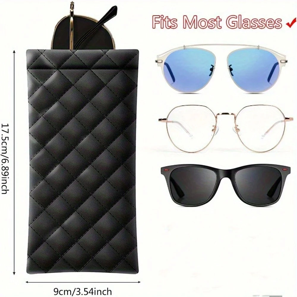 1/2/4Pcs Portable Squeeze Eyeglasses Case PU Leather Soft Sunglasses Bag Pouch Pocket Phone Sunglasses Eyewear Organizer Holder