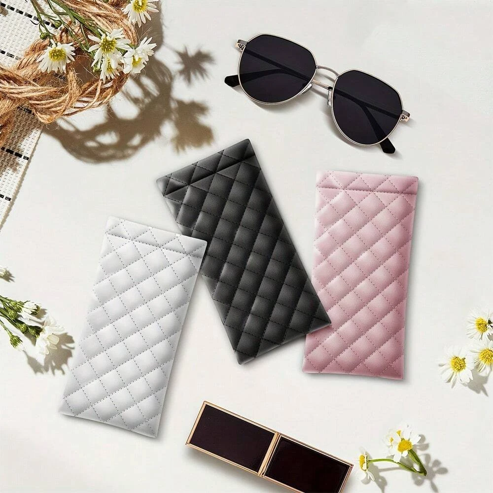 1/2/4Pcs Portable Squeeze Eyeglasses Case PU Leather Soft Sunglasses Bag Pouch Pocket Phone Sunglasses Eyewear Organizer Holder