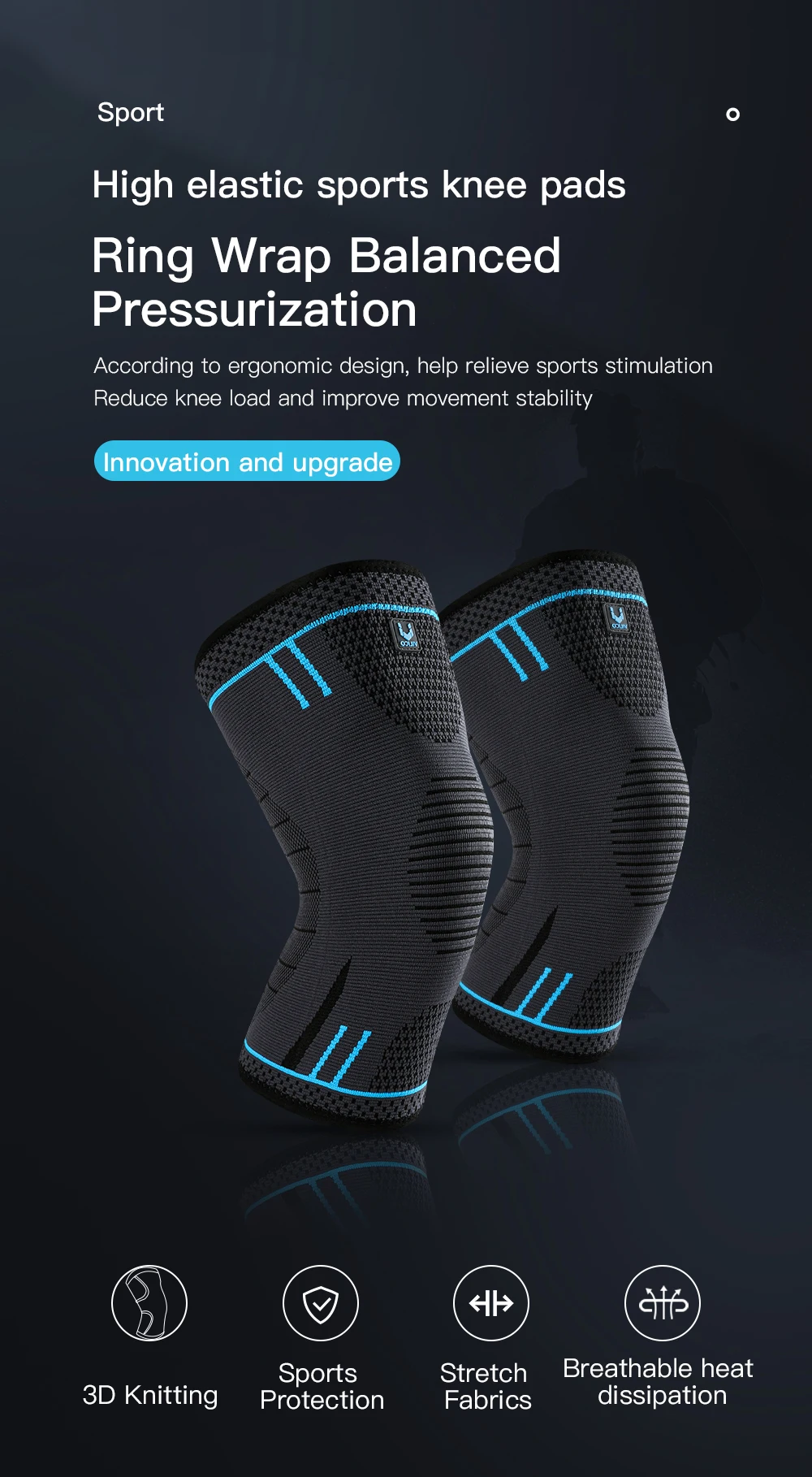1 PC Knee Pads Strap Patella Medial Support Meniscus Silicone Compression Protection Sport Knee Braces Basketball Running Prot