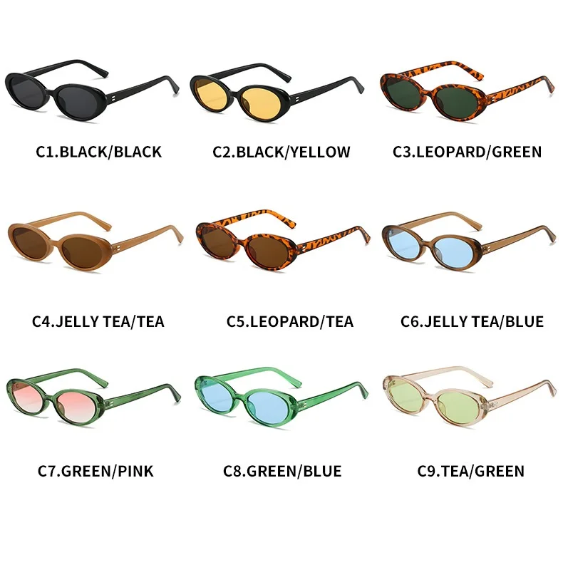 Small Oval Sunglasses for Women's Vintage Design Sun Glasses Shades Female Sexy Retro Punk Men Sunglass Outdoor Trendy Eyewear