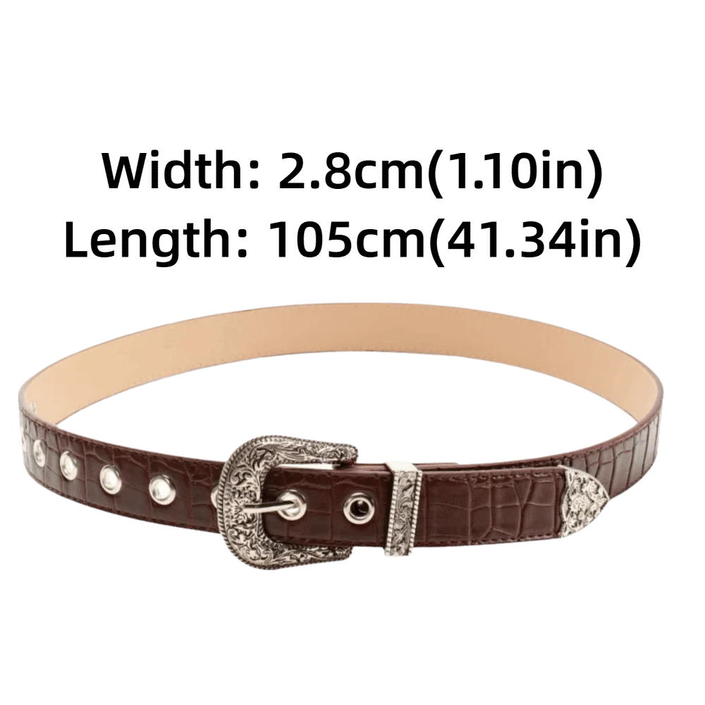 Casual Pin Buckle Carved Buckle Belt Vintage Girdle PU Leather Belt Y2k Hip Hop Waistband