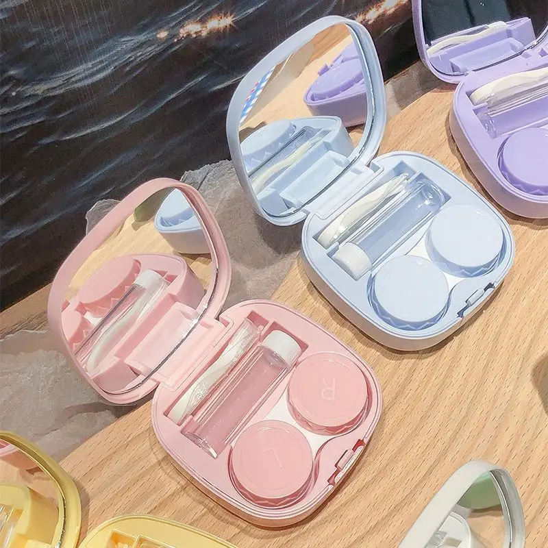 Contact Lens Case Portable Simple Design with Mirror Travel Contact Lens Kit for Daily Use Storage Box for Glasses