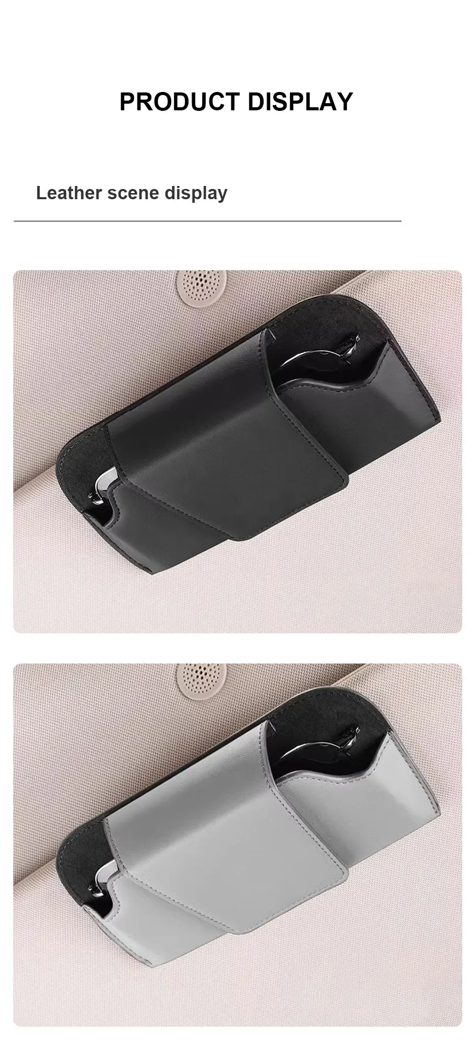 SEAMETAL Car Glasses Case Premium Suede/Leatherette Auto Sun Visor Glasses Holder Sunglasses Protective Case for Car Accessories