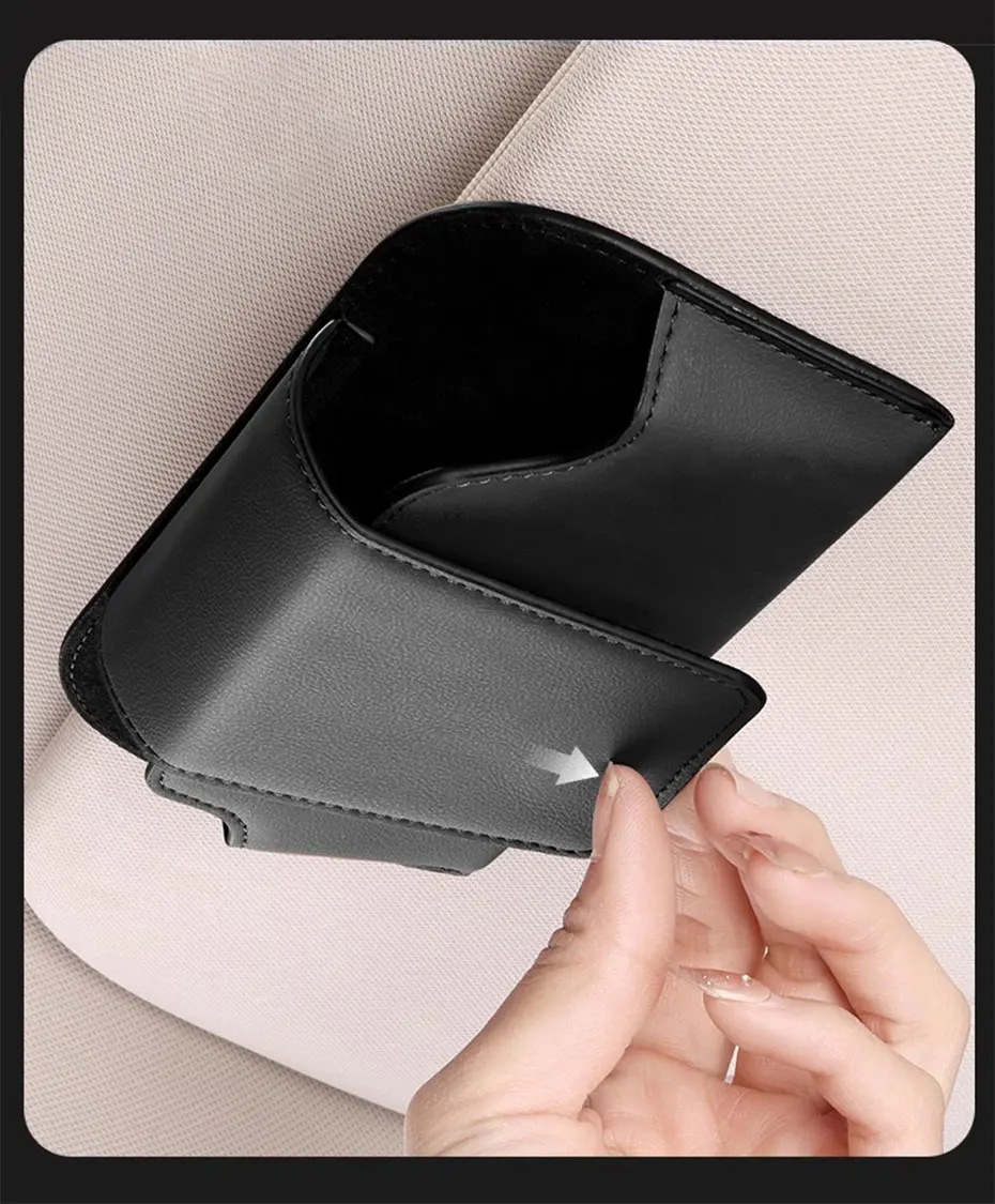 SEAMETAL Car Glasses Case Premium Suede/Leatherette Auto Sun Visor Glasses Holder Sunglasses Protective Case for Car Accessories