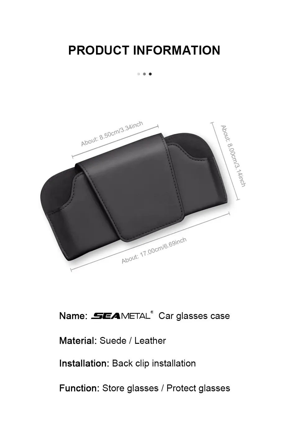 SEAMETAL Car Glasses Case Premium Suede/Leatherette Auto Sun Visor Glasses Holder Sunglasses Protective Case for Car Accessories