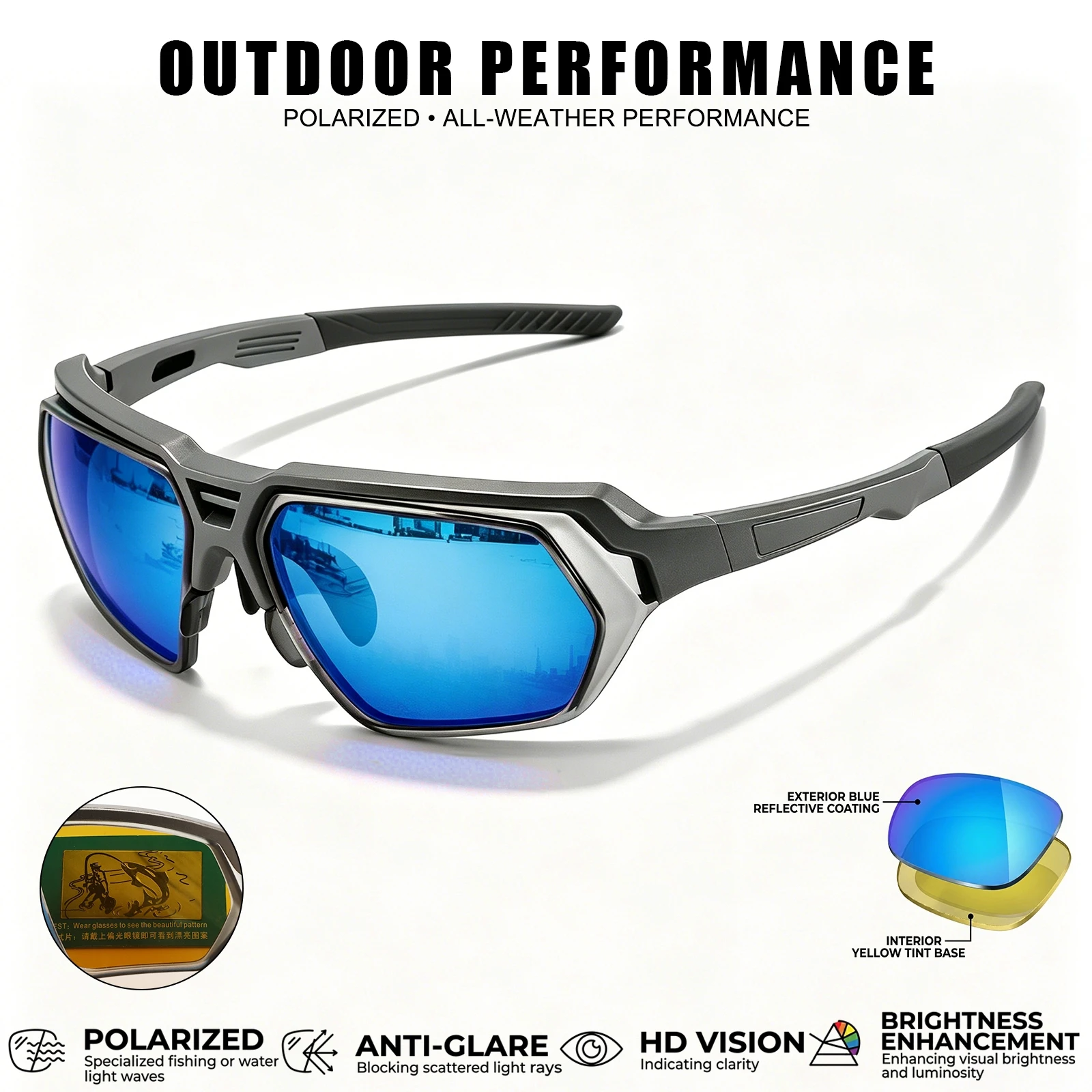 Classic Men's Photochromic Polarized Sunglasses - Adjustable Nose Pads, UV400 for Driving, Fishing & All-Weather Outdoor