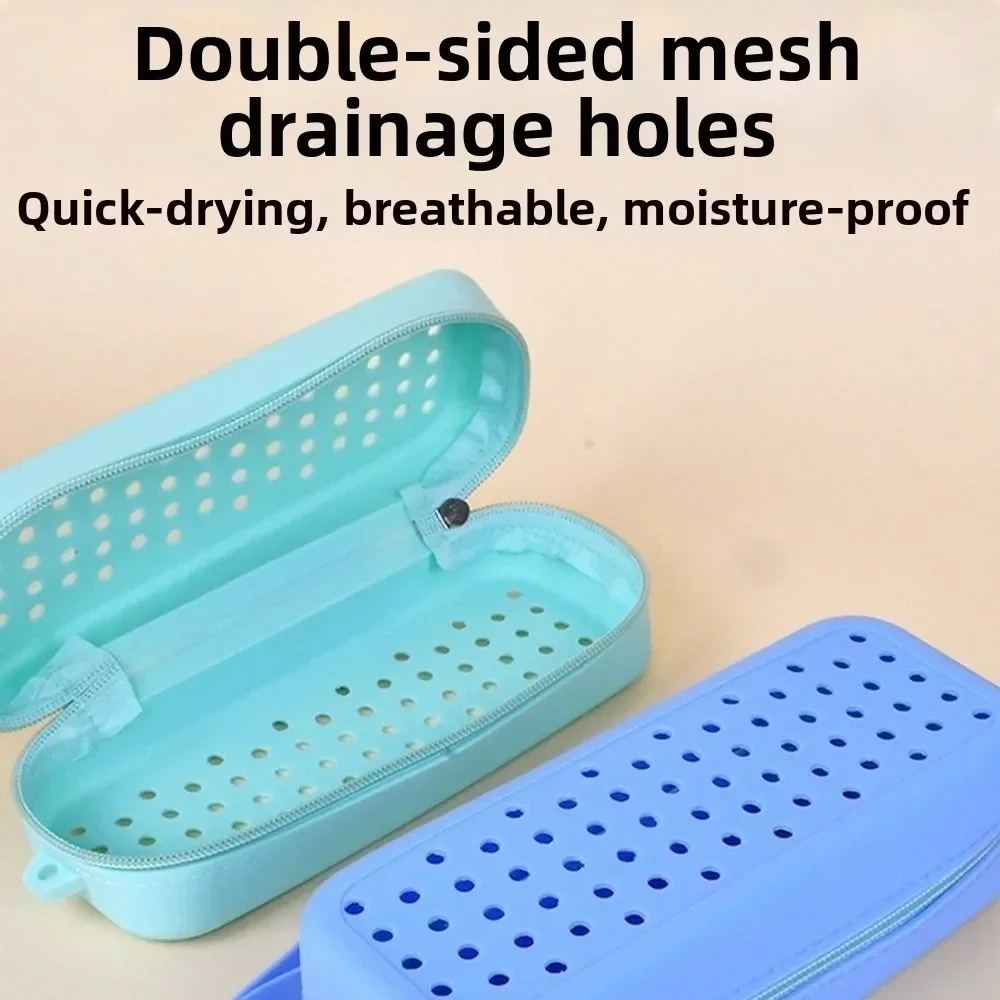 Portable Silicone Swim Goggle Case Perforated Breathable Eyeglasses Storage Bag Durable Swimming Goggles Protection Travel Use