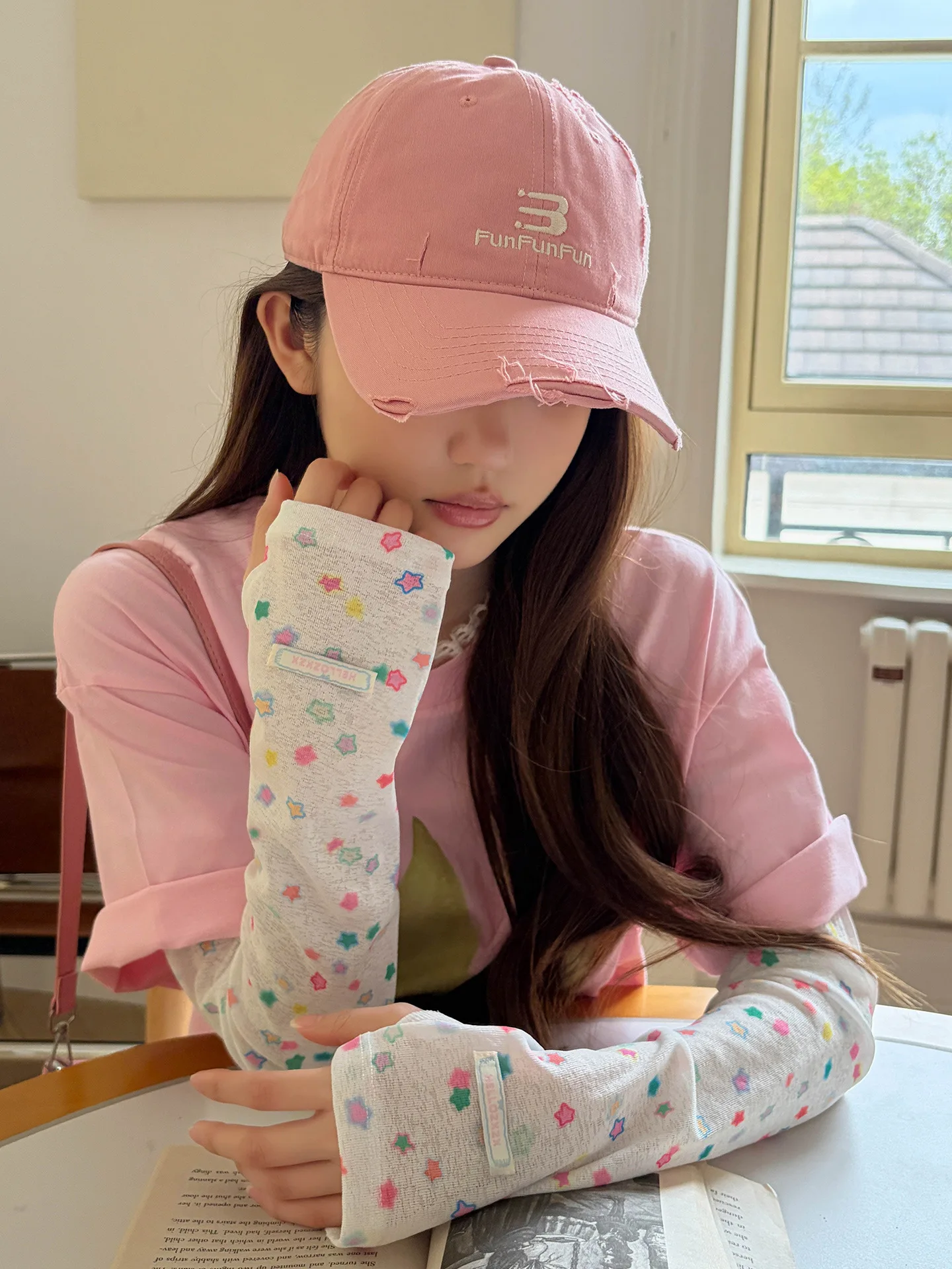 Cute Colorful Star Arm Sleeves for Women Breathable UV Protection Polka Dot Summer Driving Cycling Casual Wear Kawaii Sleeves