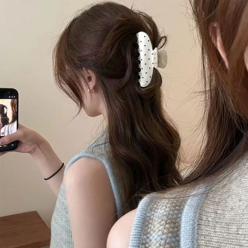 1PC Polka Dot Hair Grip Clip Exquisite Daily Styling Firm Hold for Various Hairstyles All Seasons Playful Accessory