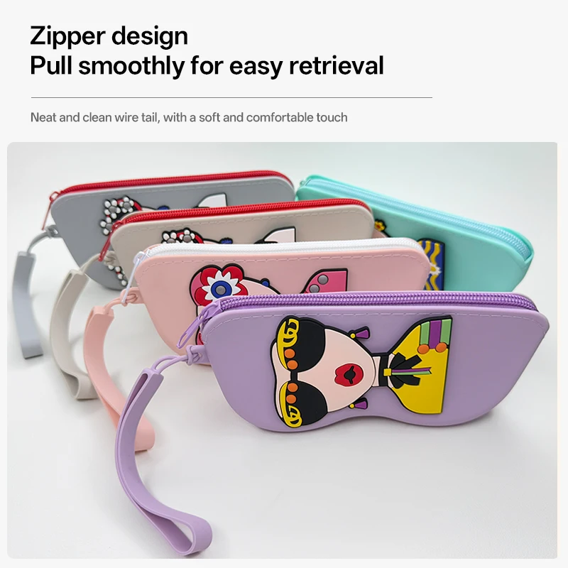 Flexible Silicone Eyeglass Pouch | Cute Goddess Style Eyewear Case for Women, Durable Travel Glasses Holder