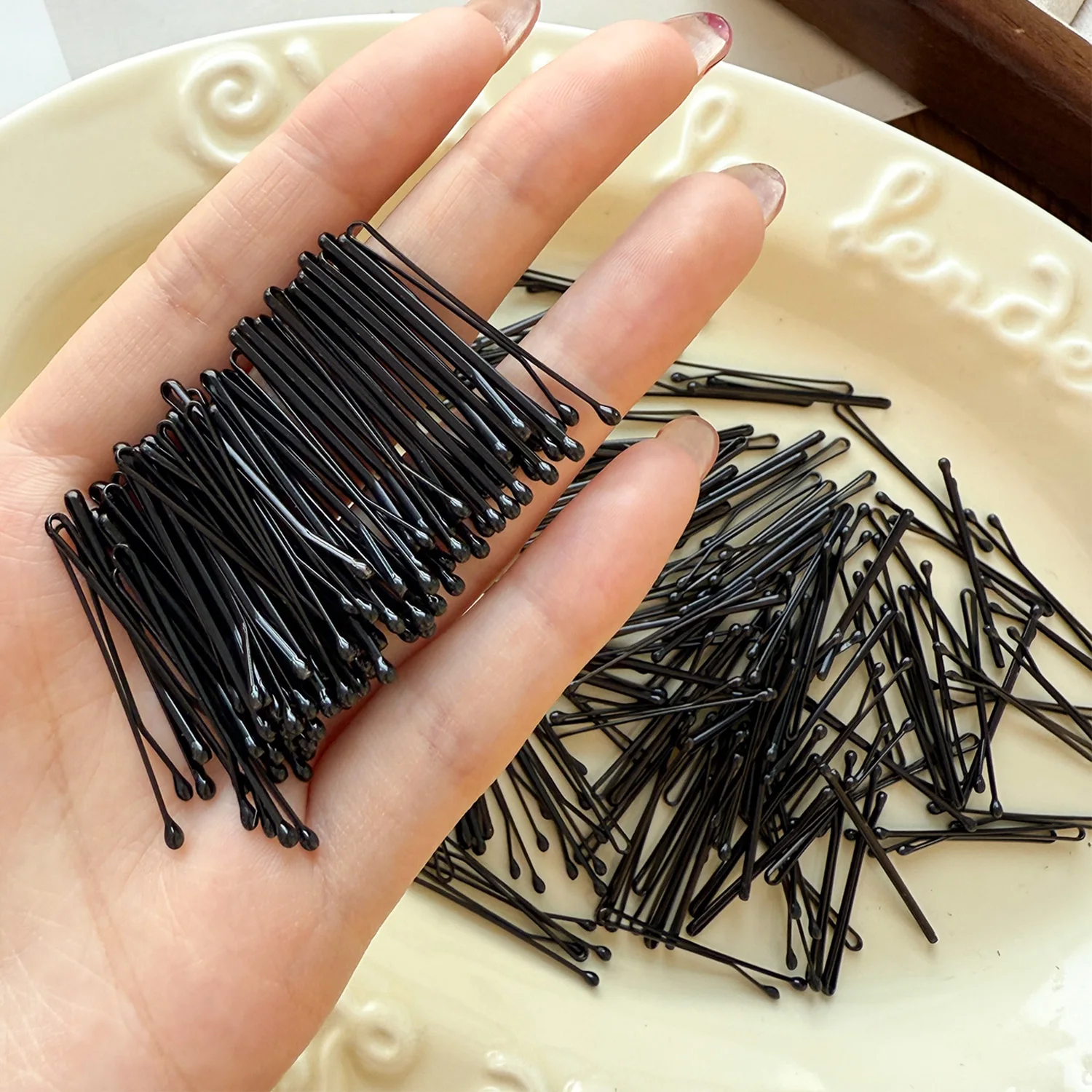 3.5CM Ultra-Invisible Black Straight Line Hair Clip Long-Lasting U-shaped Needle Lady Hairpins Curly Wavy Grips Women Bobby Pins