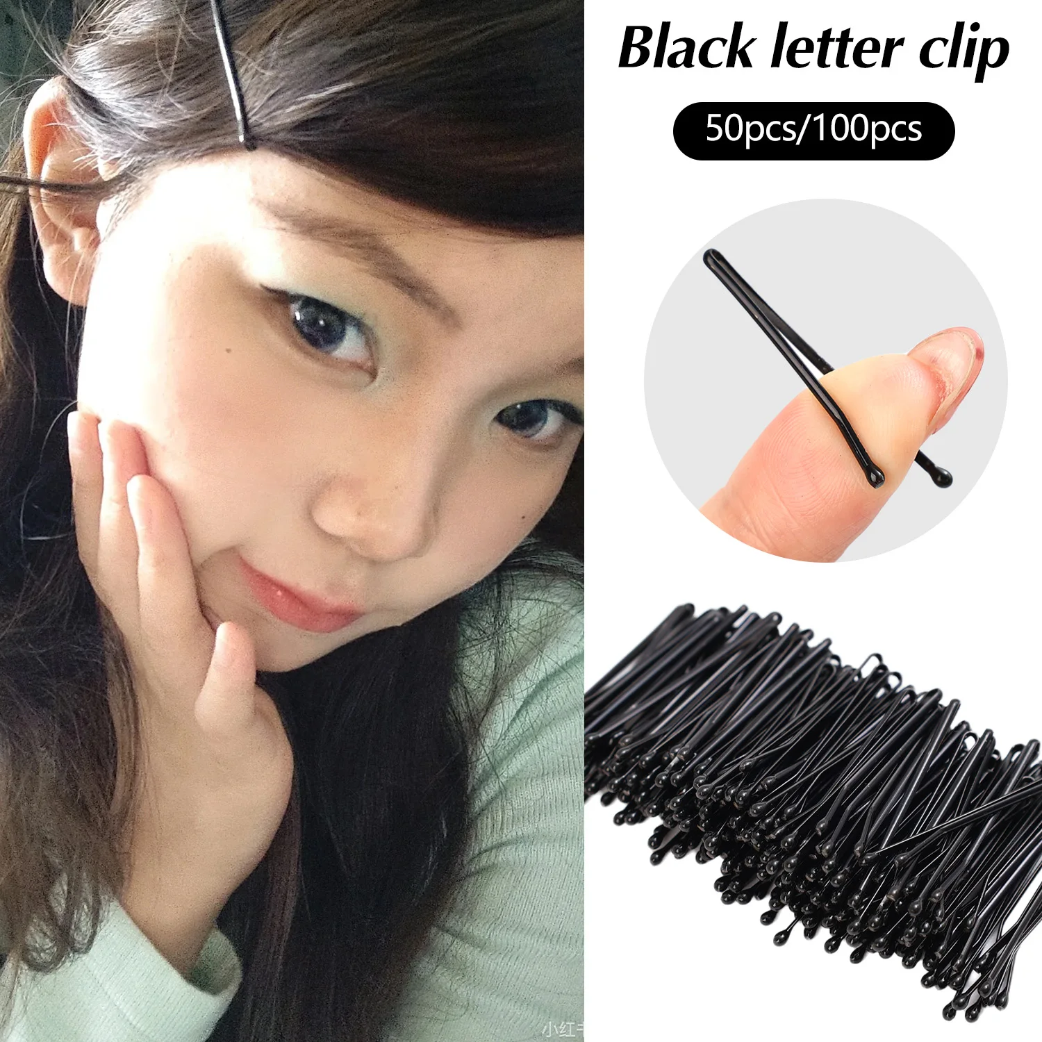 3.5CM Ultra-Invisible Black Straight Line Hair Clip Long-Lasting U-shaped Needle Lady Hairpins Curly Wavy Grips Women Bobby Pins
