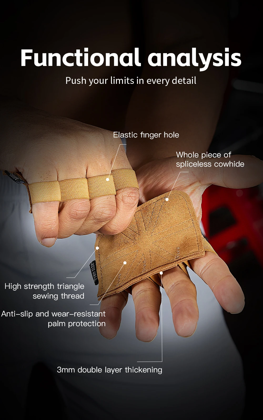 1 Pair Cowhide Weightlifting Gloves Four-finger Palm Protection Anti-slip Wear-resistant Fitness Sports Training Palm Guard