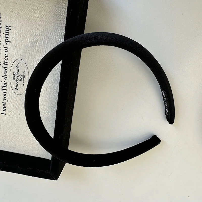 Korean Style High Sense Autumn Winter Narrow Version Gentle Texture Velvet Fine Solid Color Headband Hair Hoop Hair Accessories