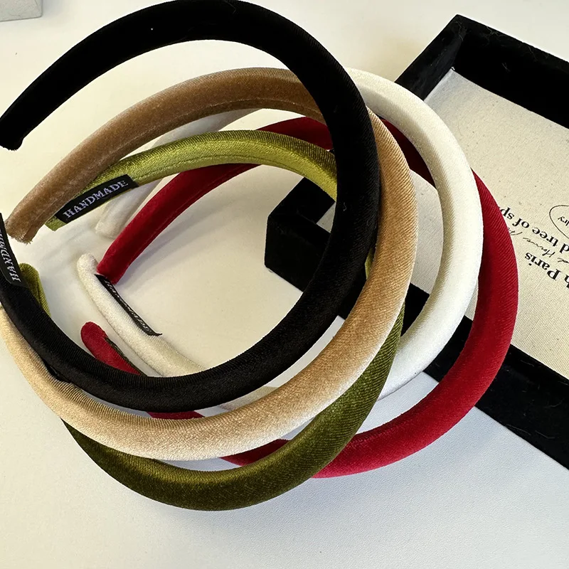 Korean Style High Sense Autumn Winter Narrow Version Gentle Texture Velvet Fine Solid Color Headband Hair Hoop Hair Accessories