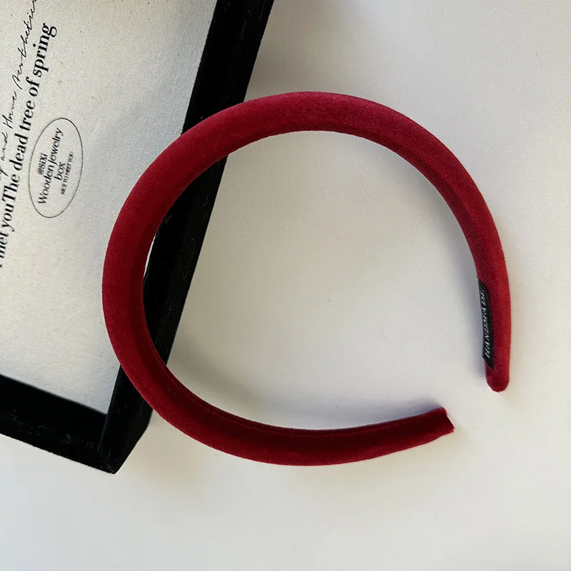 Korean Style High Sense Autumn Winter Narrow Version Gentle Texture Velvet Fine Solid Color Headband Hair Hoop Hair Accessories