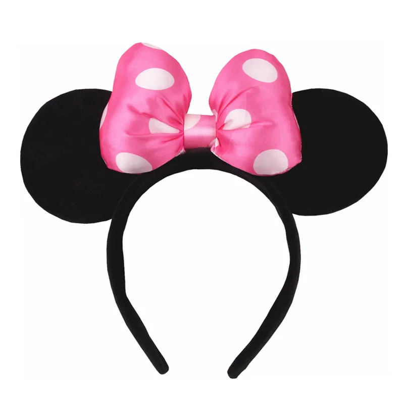 1pc Mouse Ears Headband Girls And Kids 4 Inch Polka Dot Bow Hairdband Holiday Party Travel DIY Hair Accessories