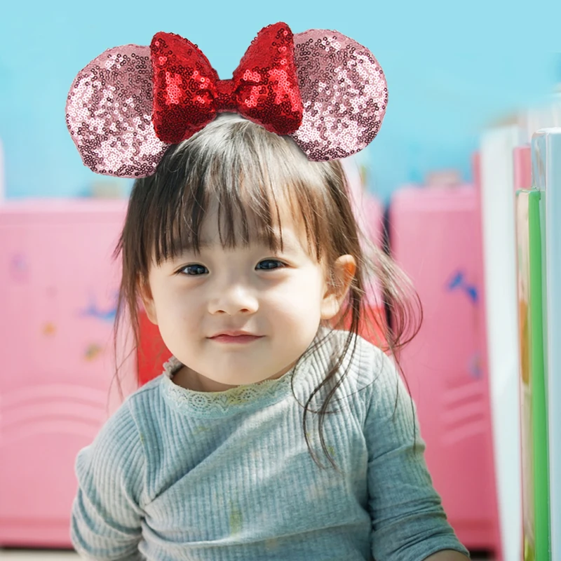 1pc Mouse Ears Headband Girls And Kids 4 Inch Polka Dot Bow Hairdband Holiday Party Travel DIY Hair Accessories