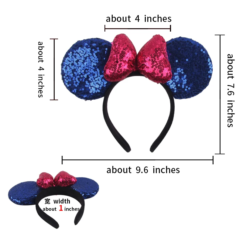 1pc Mouse Ears Headband Girls And Kids 4 Inch Polka Dot Bow Hairdband Holiday Party Travel DIY Hair Accessories