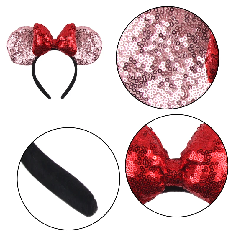 1pc Mouse Ears Headband Girls And Kids 4 Inch Polka Dot Bow Hairdband Holiday Party Travel DIY Hair Accessories