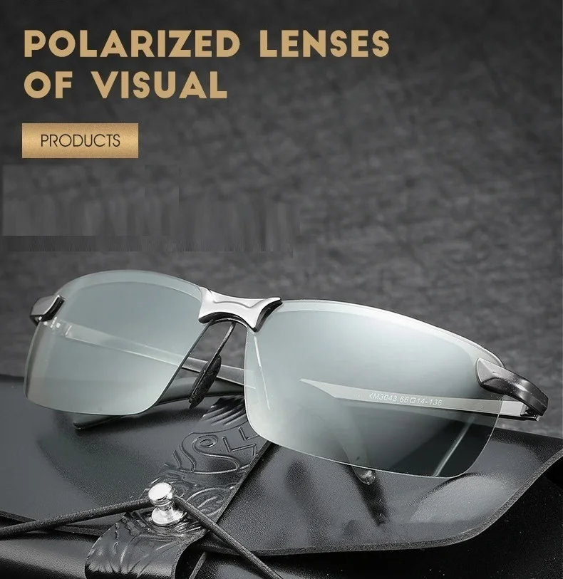 Men Photochromic Polarized Sunglasses Driving Fishing Chameleon Glasses Change Color Sun Glasses Day Night Vision Eyewear