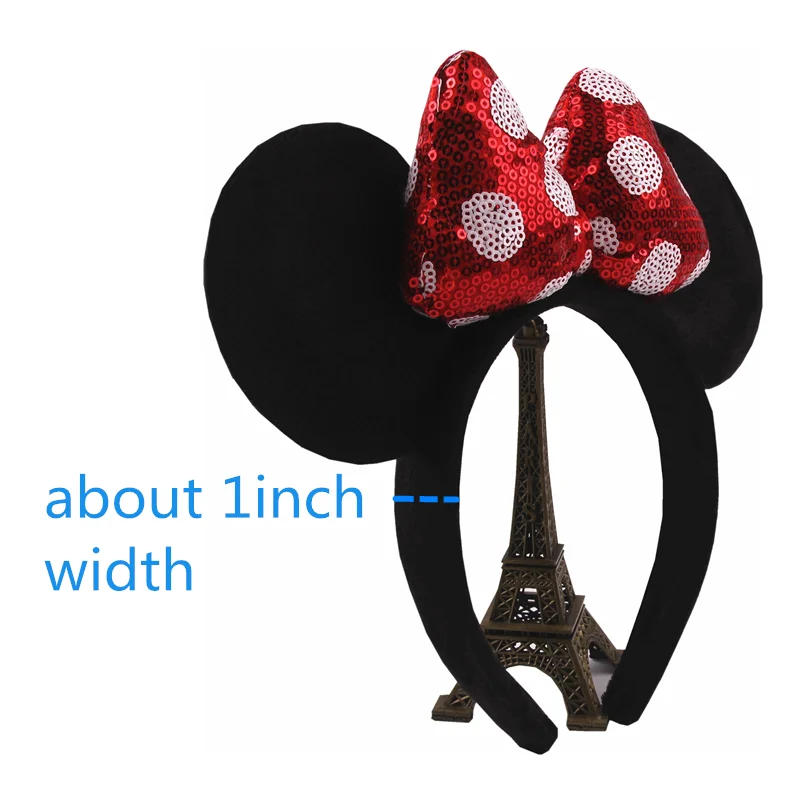 2023 Mouse Ears Headband For Girls Adults 5''Polka Dot Bow Hairband Festival Party Travel DIY Hair Accessories