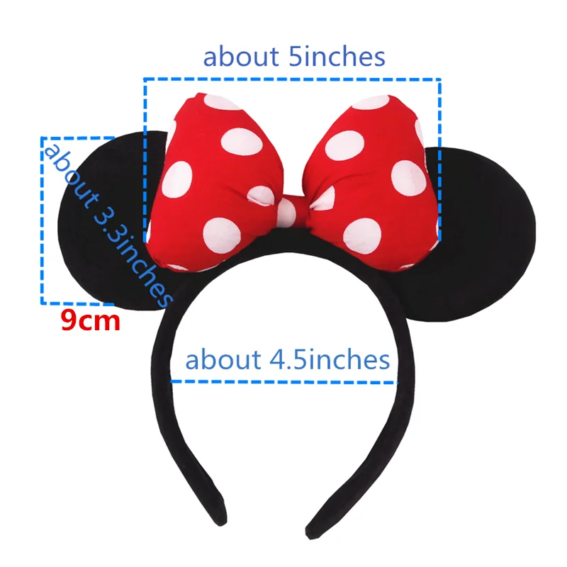 2023 Mouse Ears Headband For Girls Adults 5''Polka Dot Bow Hairband Festival Party Travel DIY Hair Accessories