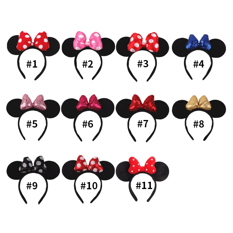 2023 Mouse Ears Headband For Girls Adults 5''Polka Dot Bow Hairband Festival Party Travel DIY Hair Accessories