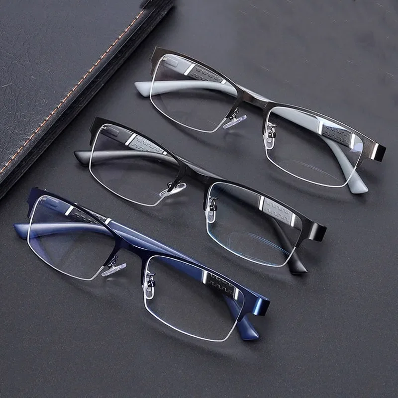Men's Business Myopia Glasses Unisex Classic Half Frame Prescription Eyewear Retro Minus Diopter Nearsighted Eyeglasses0 To -4.0