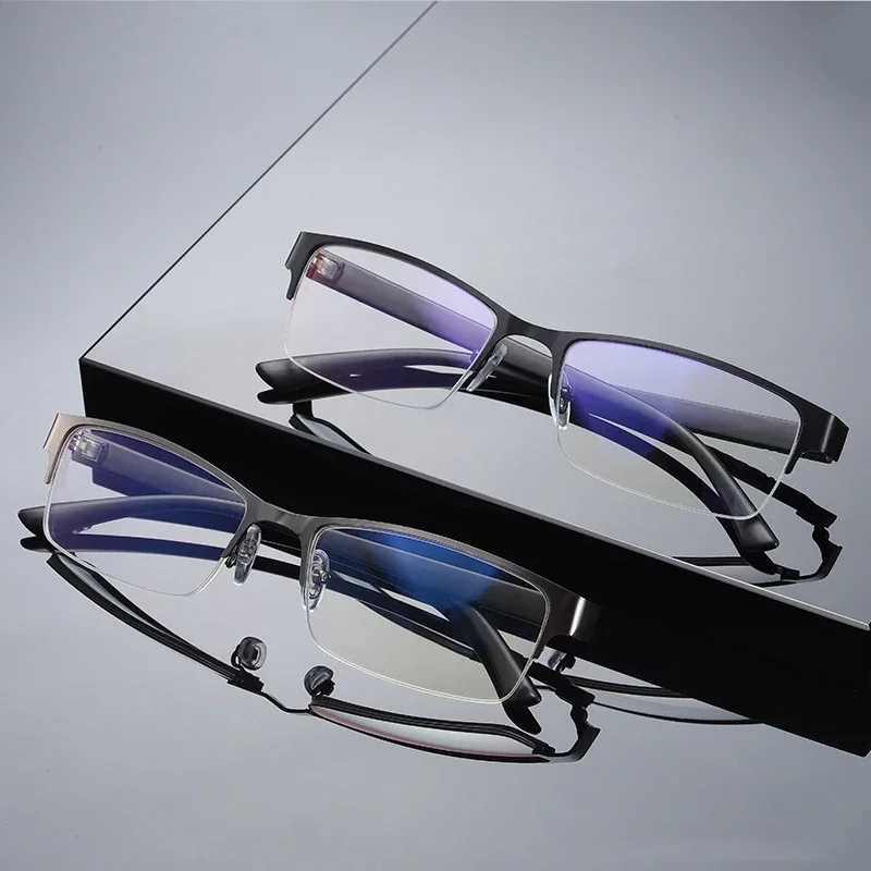 Men's Business Myopia Glasses Unisex Classic Half Frame Prescription Eyewear Retro Minus Diopter Nearsighted Eyeglasses0 To -4.0