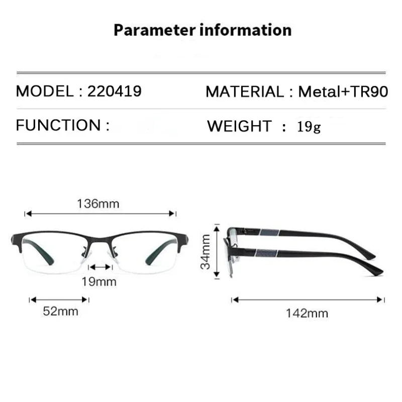 Men's Business Myopia Glasses Unisex Classic Half Frame Prescription Eyewear Retro Minus Diopter Nearsighted Eyeglasses0 To -4.0