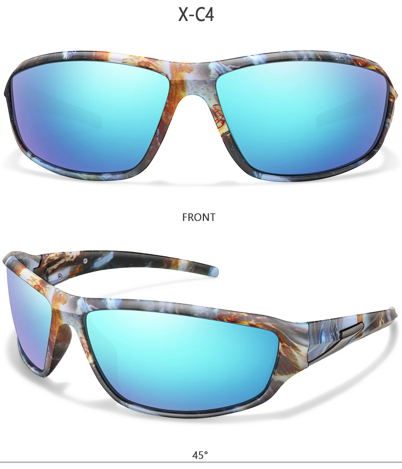 Men's Polarized Sunglasses Camo Military Style UV400 Protection for Cycling Riding Fishing Running And Driving Festival Gift