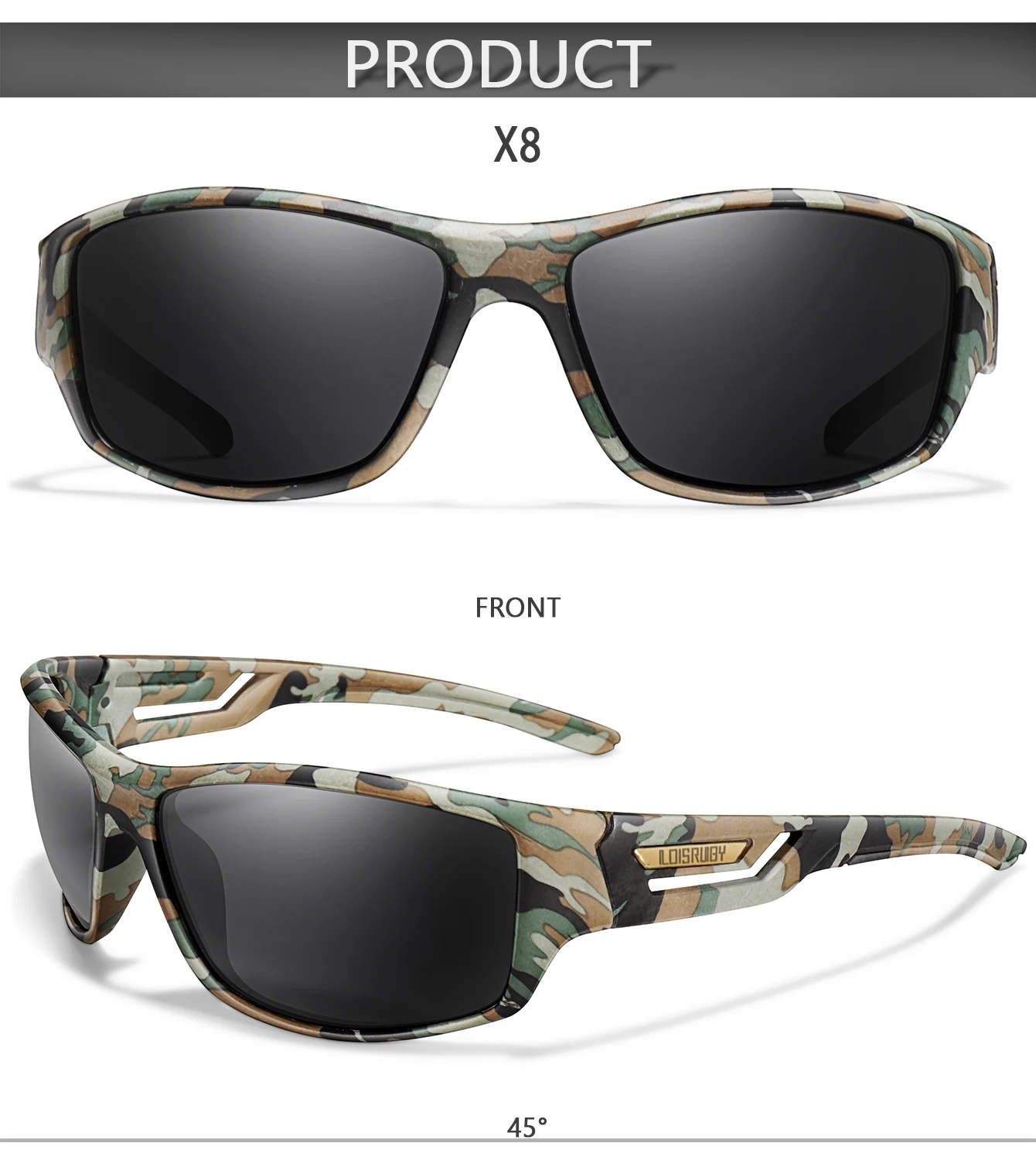 Men's Polarized Sunglasses Camo Military Style UV400 Protection for Cycling Riding Fishing Running And Driving Festival Gift