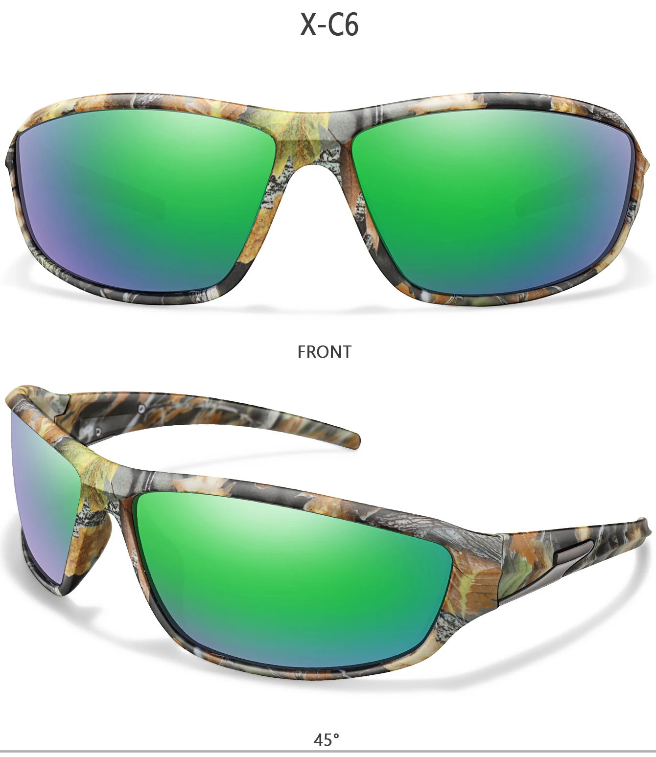Men's Polarized Sunglasses Camo Military Style UV400 Protection for Cycling Riding Fishing Running And Driving Festival Gift