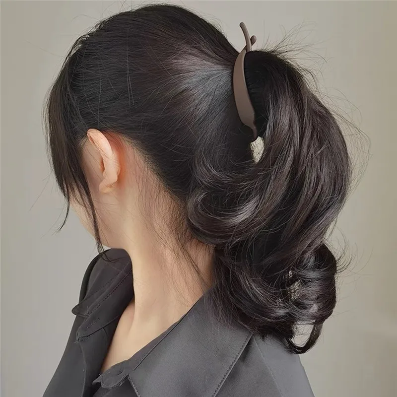 2PCS Matte Hair Clamps, Black & Brown Banana - Shaped Clips, Trendy Hair Accessories for Women's Chic Updos