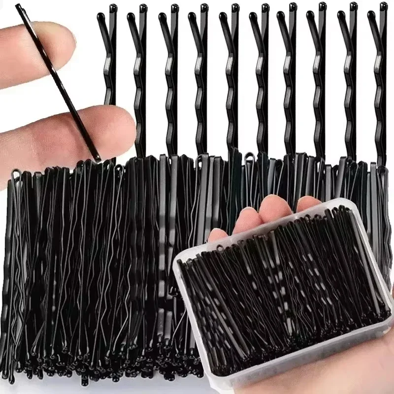 50-600pcs Black Straight Line Hair Clip U-shaped Needle Lady Hairpins Curly Wavy Grips Women Bobby Pins Styling Hair Accessories