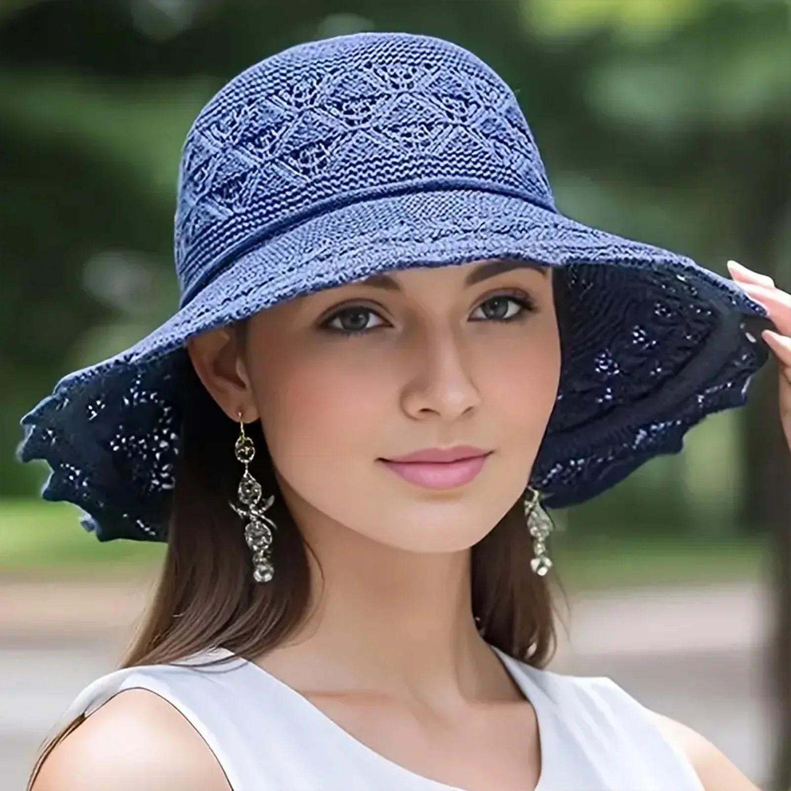 Wide Brim Sun Visor Hats Women's Foldable Fisherman Hat Breathable Beach Sun Hat for Camping Traveling