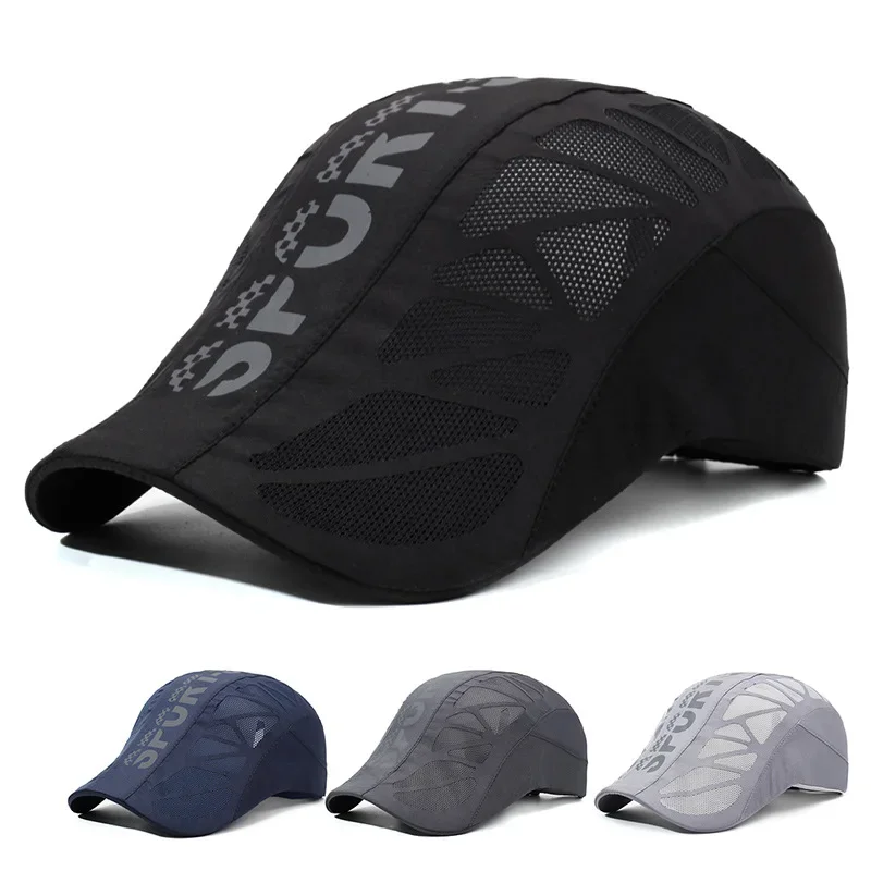 Summer New Arrival SPORT Letter Front-Panel Cap for Men Breathable Mesh Quick-Dry Sun Hat Outdoor UV Protection Baseball Cap