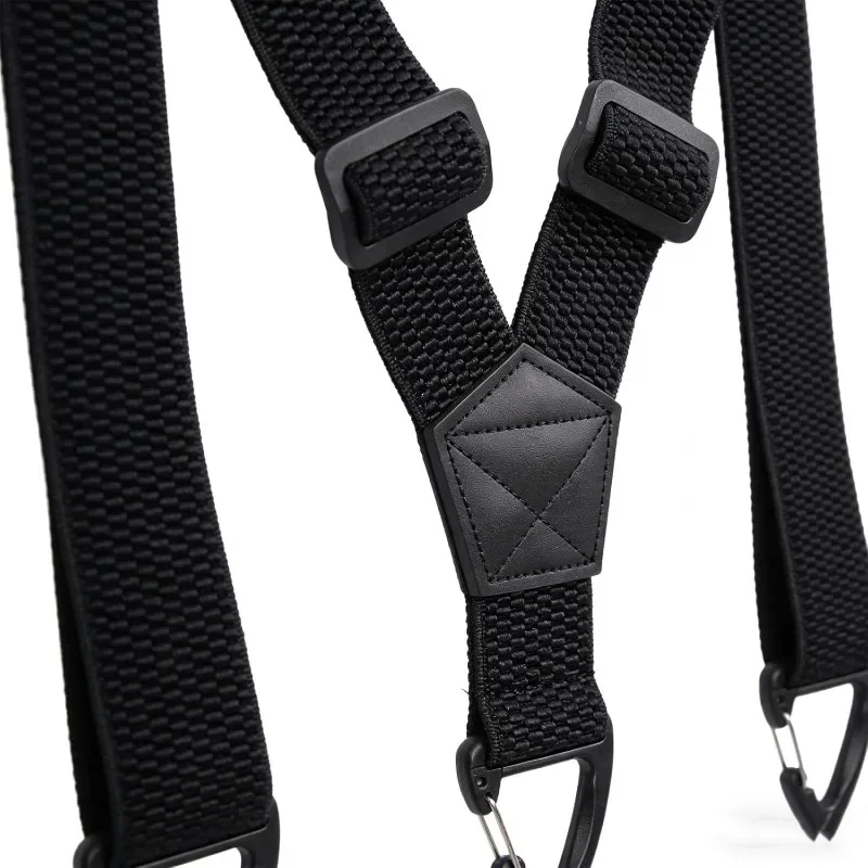 Adjustable Elastic Trouser Pants Braces-Black Heavy Duty Work Suspenders for Men 3.8cm Wide Y-back with Plastic Gripper Clasps