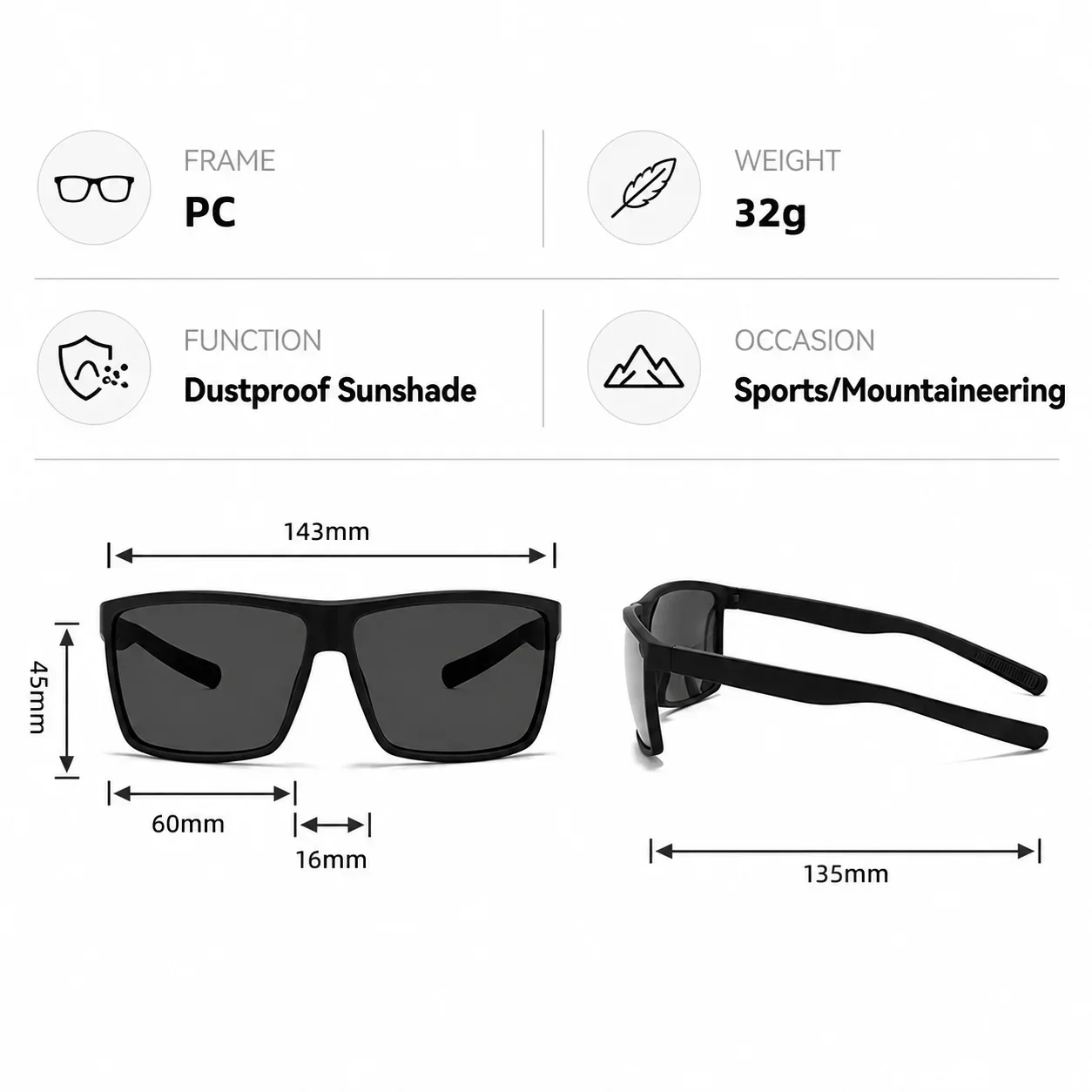 Men's Outdoor Polarized Sunglasses, Frosted Texture Frame UV400 Lens for Fishing Driving Cycling, Anti-Glare Sports Eyewear