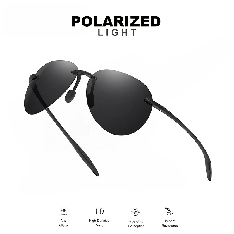Ultra Light 12g TR90 Frameless Polarized Aviator Sunglasses - Flexible & Comfort Fit Unisex for Driving, Fishing, Outdoor