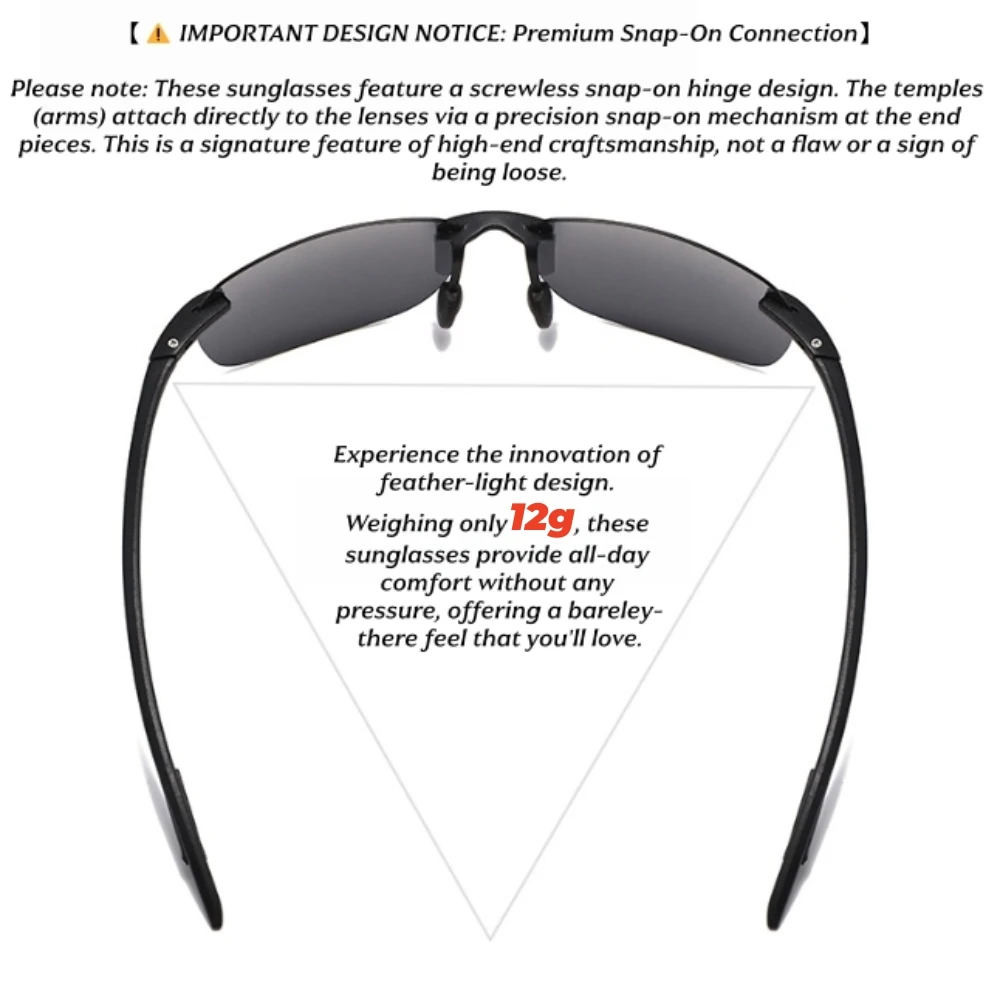 Ultra Light 12g TR90 Frameless Polarized Aviator Sunglasses - Flexible & Comfort Fit Unisex for Driving, Fishing, Outdoor