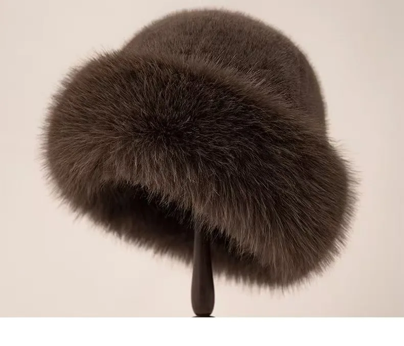 New Plush Mongolian Hat Imitating Mink Fur, Thickened and Warm Basin Hat, Windproof and Cold Proof in Autumn and Winter