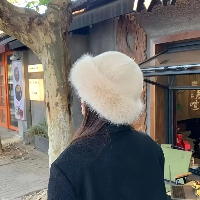 New Plush Mongolian Hat Imitating Mink Fur, Thickened and Warm Basin Hat, Windproof and Cold Proof in Autumn and Winter