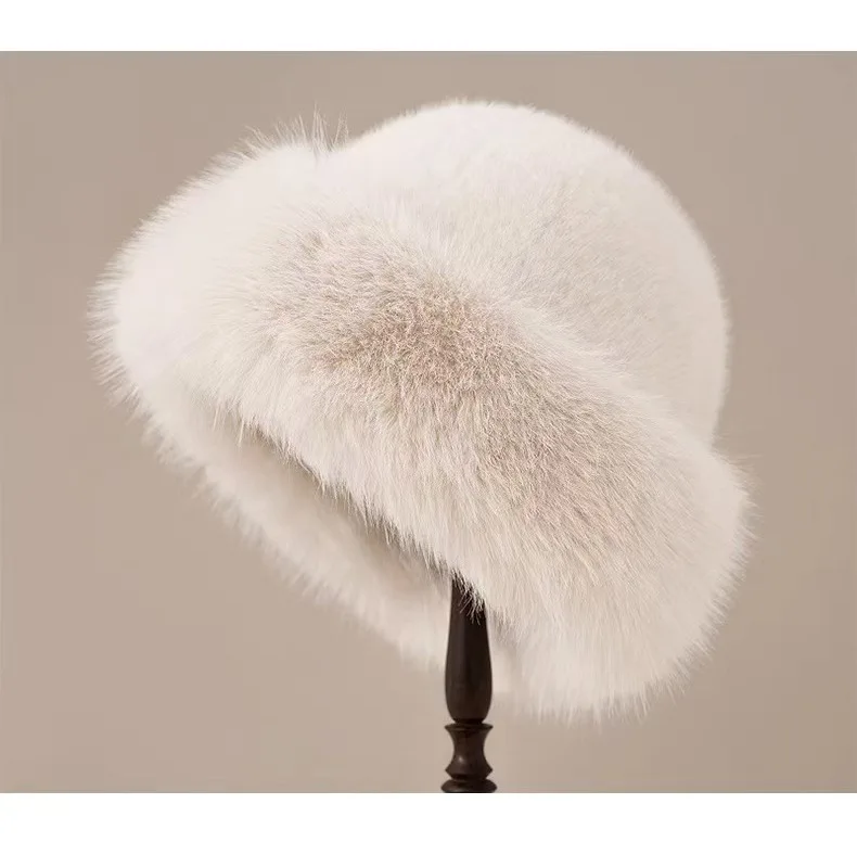 New Plush Mongolian Hat Imitating Mink Fur, Thickened and Warm Basin Hat, Windproof and Cold Proof in Autumn and Winter