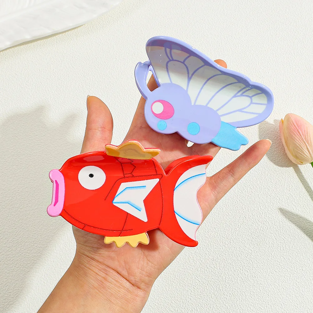 Cute Pokemon Magikarp Hair Claw Clip Cartoon Fish Shaped Hair Crab Clip for Girls Women Elegant Anime Hair Accessories Headwear