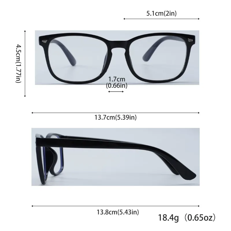 1/2 Pairs Unisex Vintage Eyewea Square Frame Anti Blue Light Eyeglasses Black Clear Computer Glasses