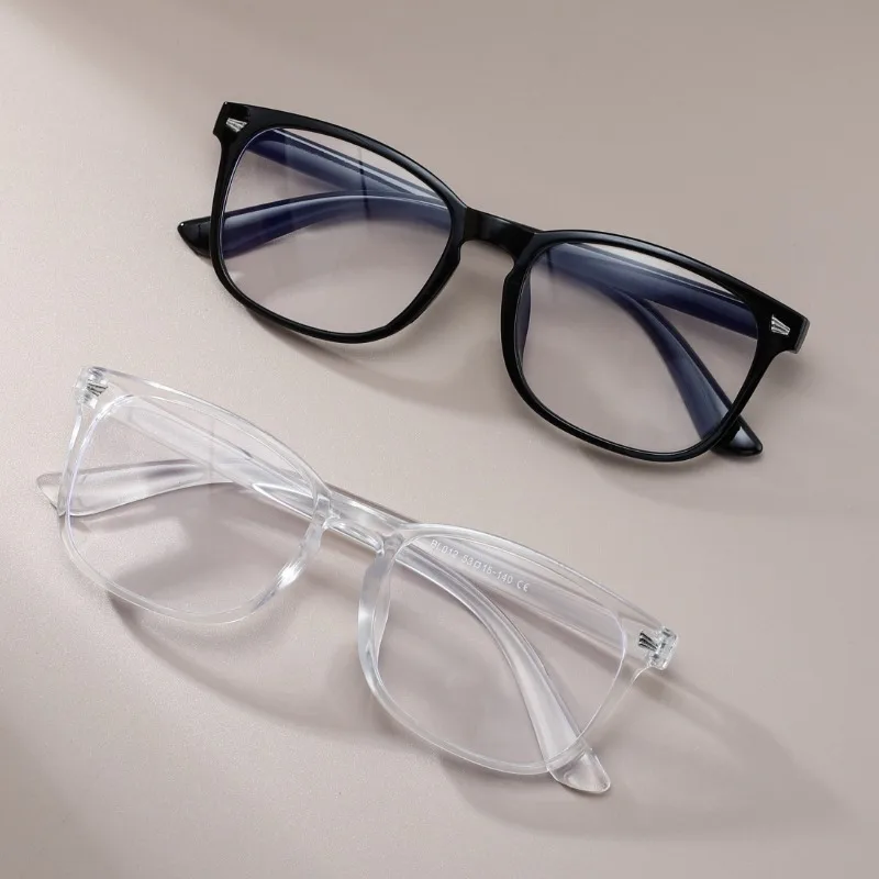 1/2 Pairs Unisex Vintage Eyewea Square Frame Anti Blue Light Eyeglasses Black Clear Computer Glasses